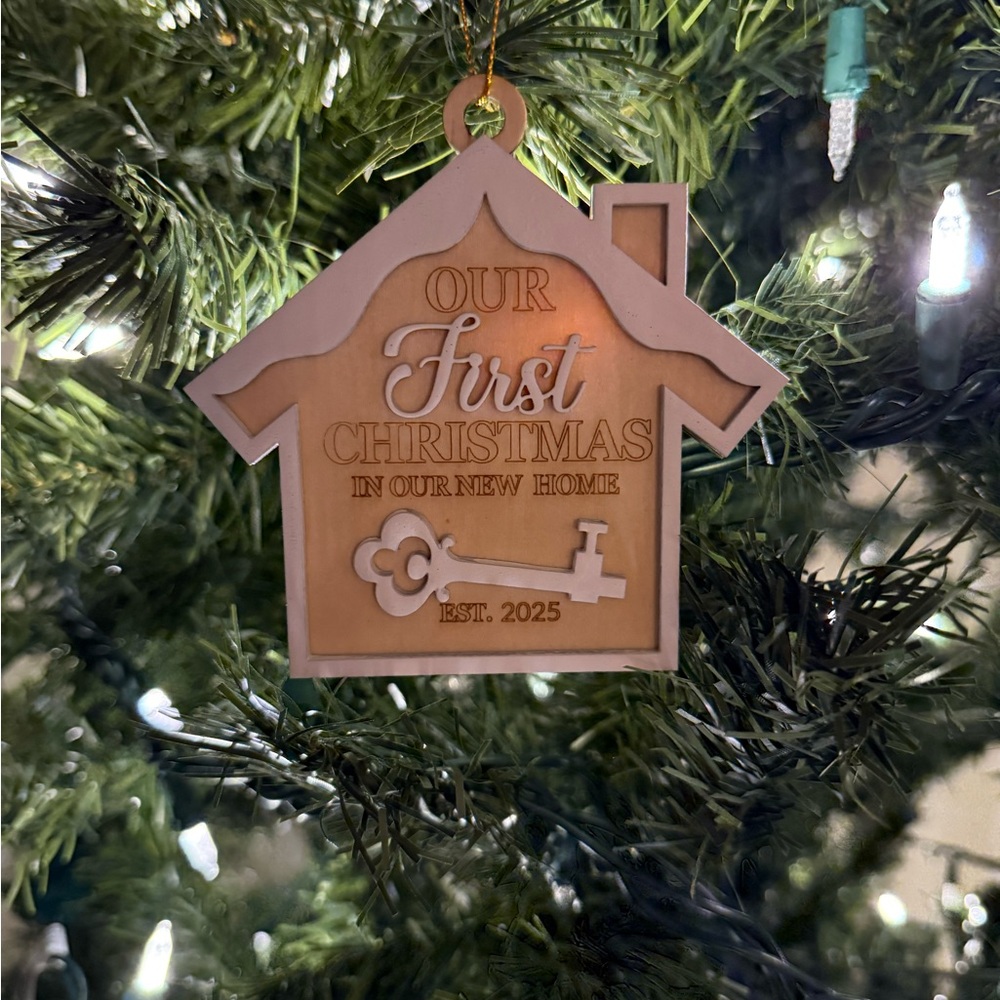 Our First Christmas Ornament Custom with Personalized Message on Back